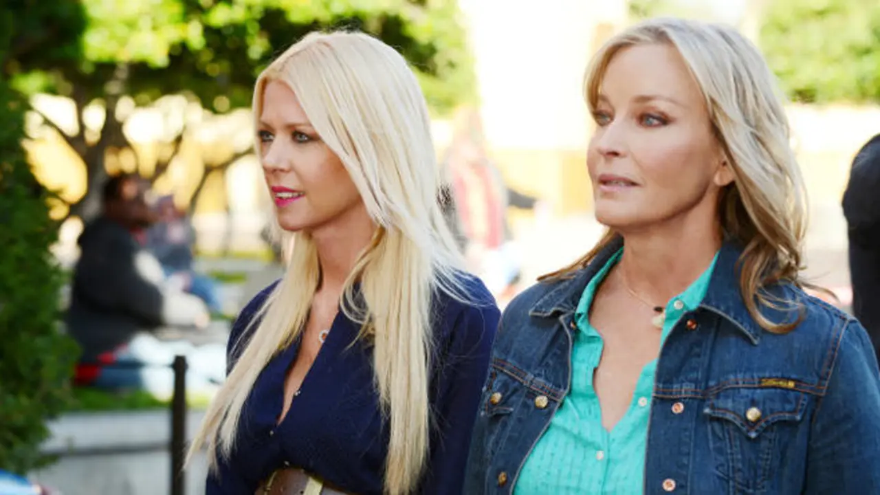 SHARKNADO 3: OH HELL NO!  -- Pictured: (l-r) Tara Reid as April Wexler, Bo Derek as May -- (Photo by: Gene Page/Syfy)