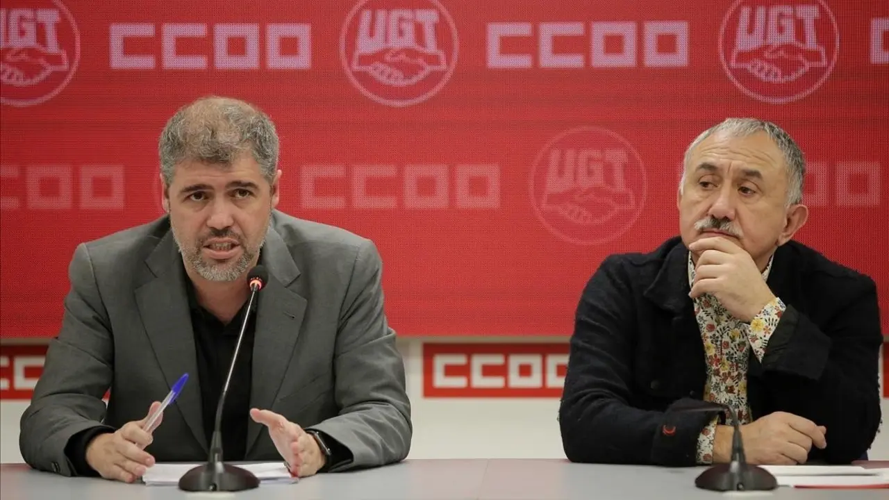MADRID  24 01 18  Rueda de prensade Unai Sordo  CCOO  y Josep Maria Alvarez  UGT  FOTO  JOSE LUIS ROCA