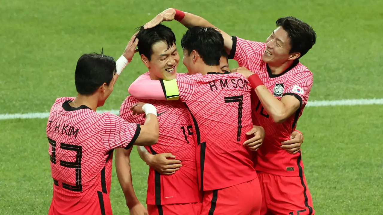 Corea del Sur celebrando un gol