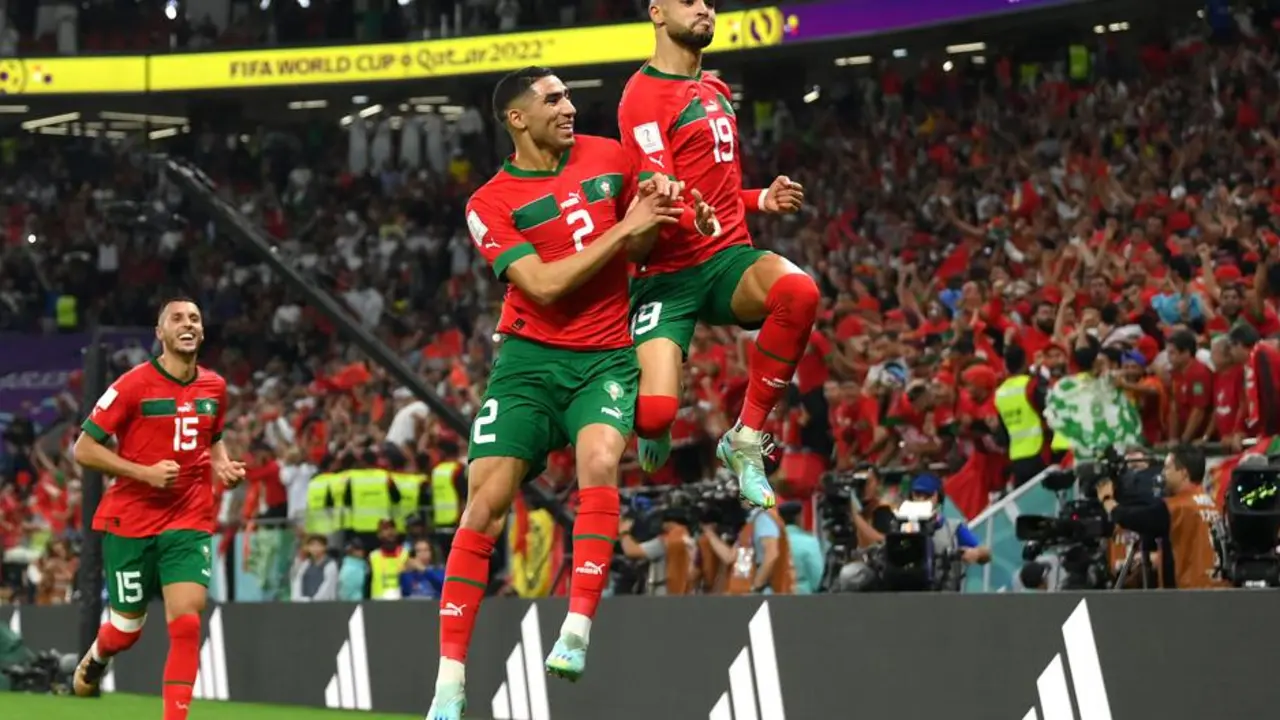 Marruecos celebrando un gol en el Mundial de Catar