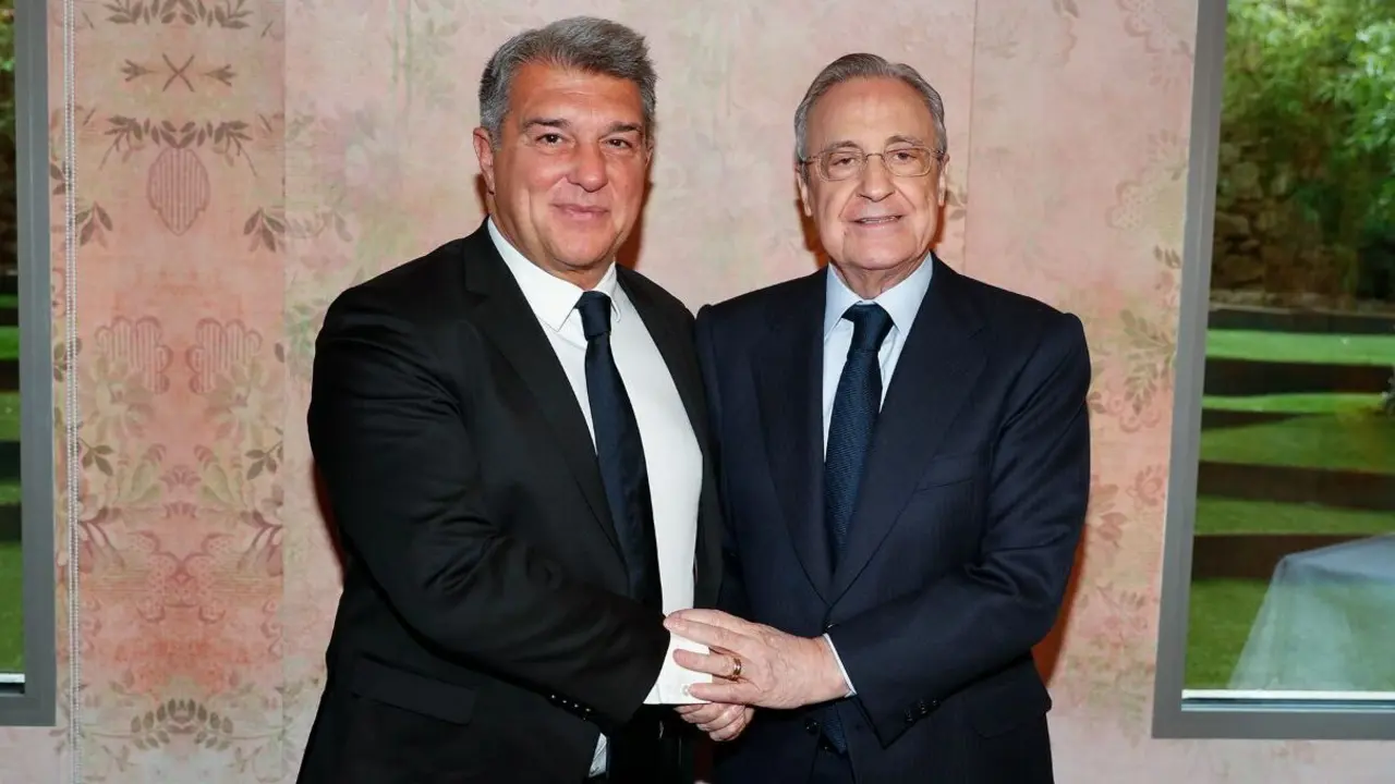 Joan Laporta y Florentino Pérez en una comida de directivas | Fuente: Real Madrid