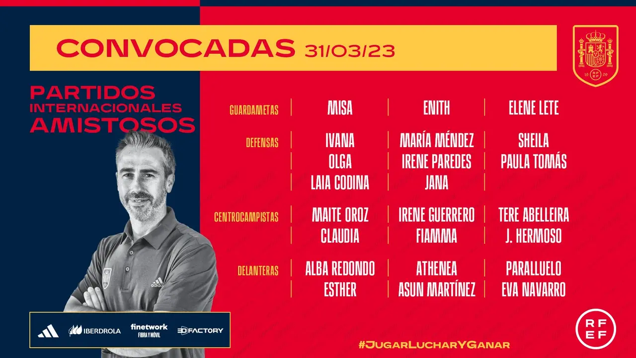 Lista de convocadas de la Selección Española Femenina | Fuente: @SEFutbolFEM