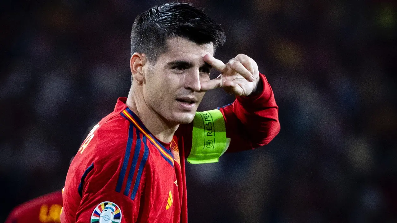 Álvaro Morata en el España - Escocia | Fuente: @SEFutbol