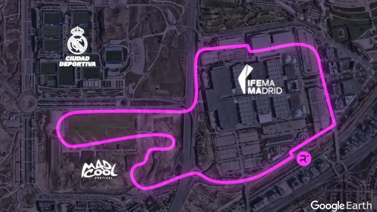 Así sería el circuito del Gran Premio de Madrid | Fuente: Google Earth