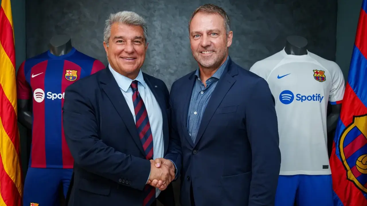 Joan Laporta y Hansi Flick | Fuente: FC Barcelona