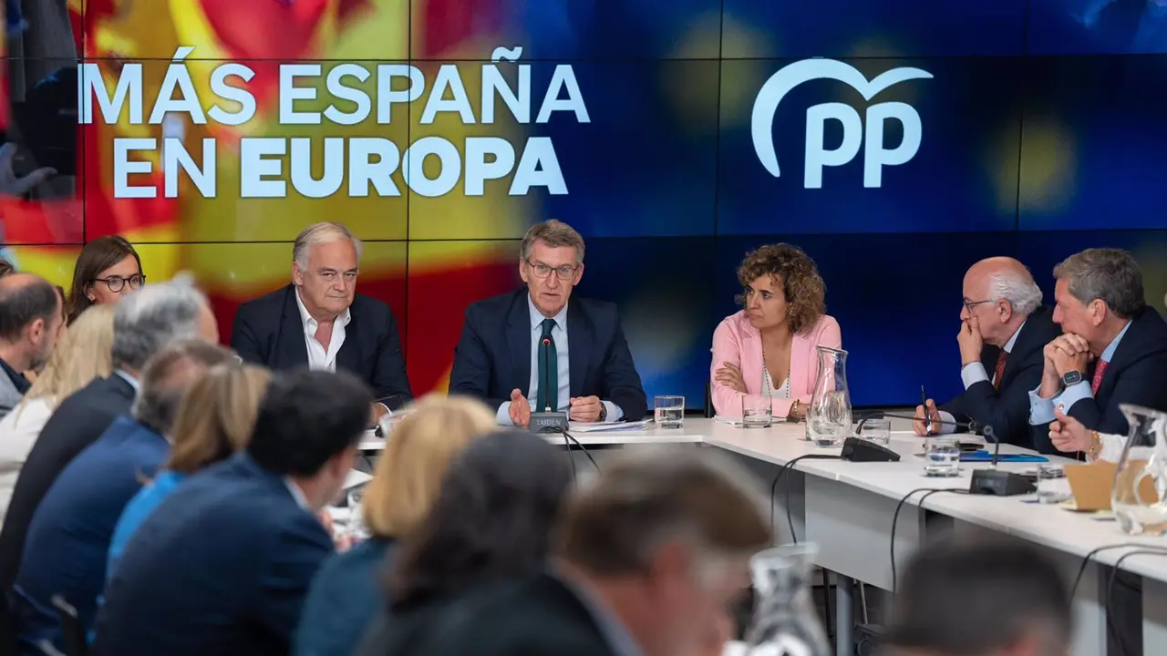 17/05/2024 El lider del PP, Alberto Núñez Feijóo, y la candidata del PP a las europeas, Dolors Montserrat, se reúnen con los miembros de la candidatura del PP a las elecciones europeas del 9 de junio.
EUROPA ESPAÑA POLÍTICA
DIEGO PUERTA (PP)