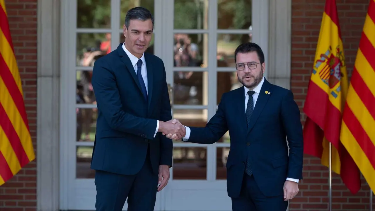 Pedro Sánchez y Pere Aragonés, en una reunión en Moncloa