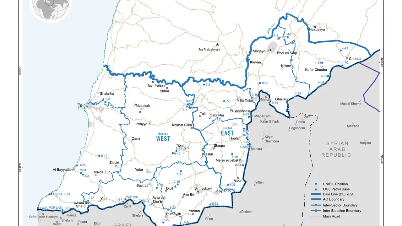 Línea Azul, en la frontera entre Israel y Líbano, donde están desplegados los cascos azules de la ONU. (Imagen: UNIFIL).