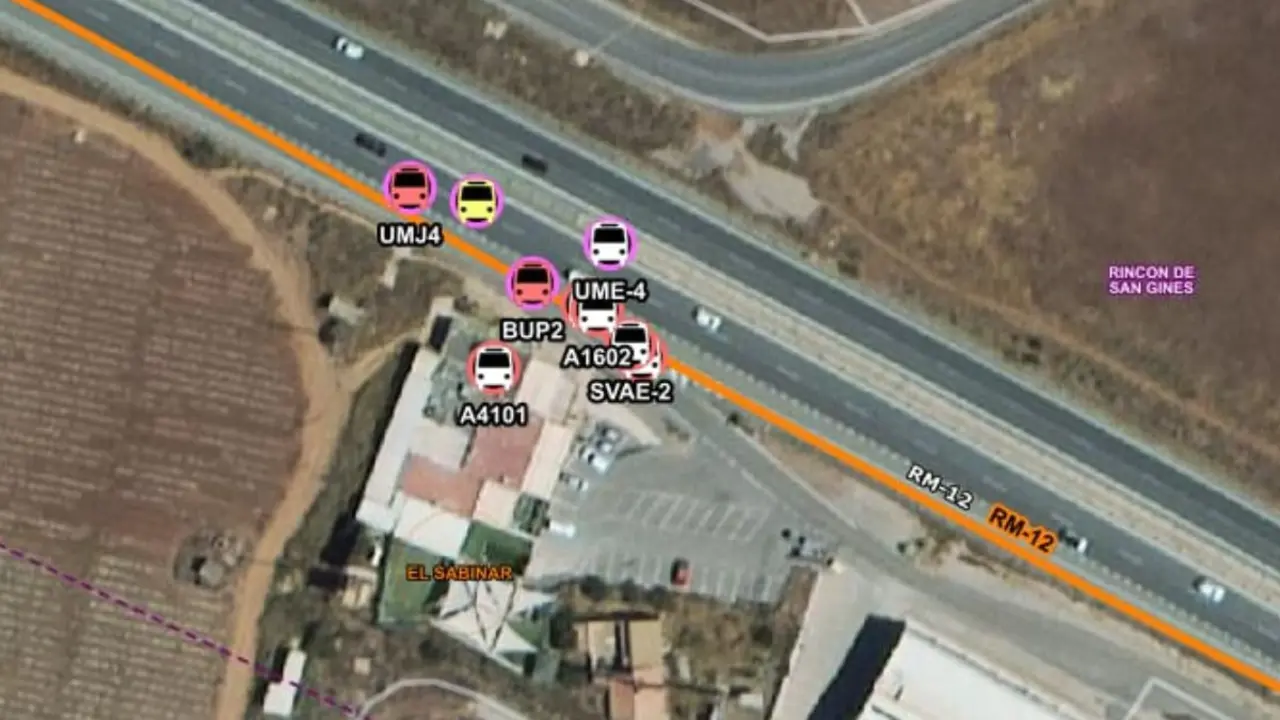 Imagen del 112 de la Región de Murcia de la colisión múltiple en Cartagena.