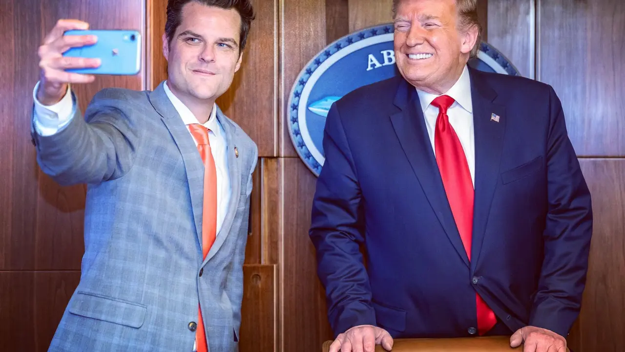 Fotografía compartida por Matt Gaetz, político estadounidense, junto al recién electo presidente, Donald Trump.