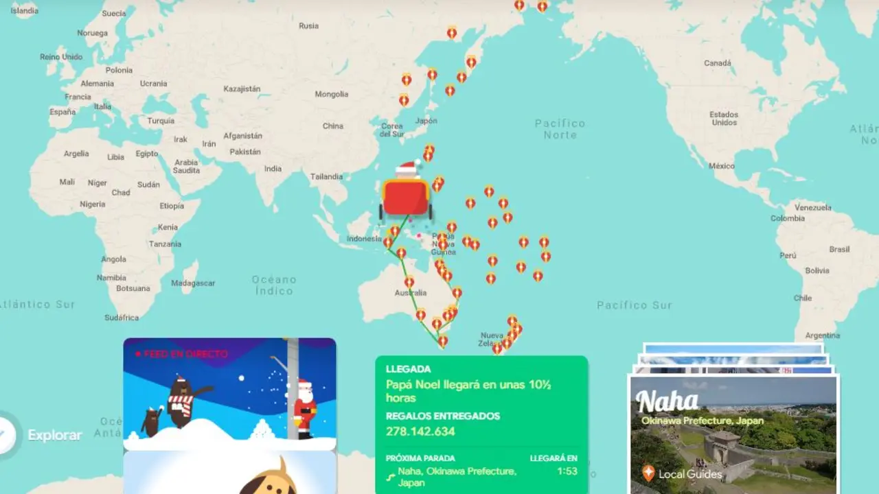 Google nos muestra en directo por dónde va Papá Noel y nos ofrece juegos para los niños y niñas de todo el mundo.