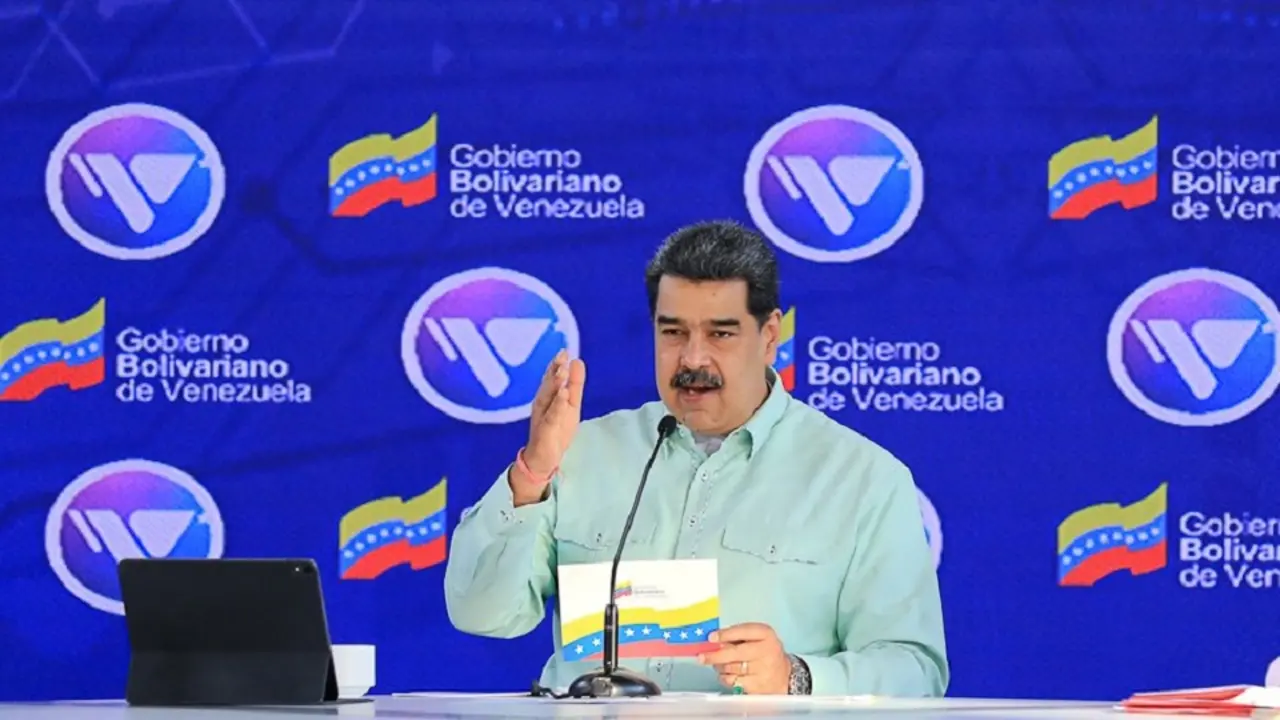 Nicolás Maduro, presidente de Venezuela, durante transmisión nacional de televisión.