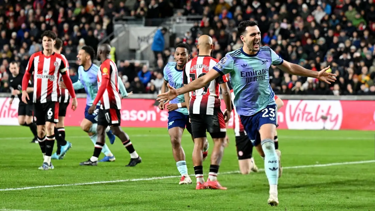 Segundo gol de Mikel Merino con el Arsenal. Fuente: AFC Pics/ X