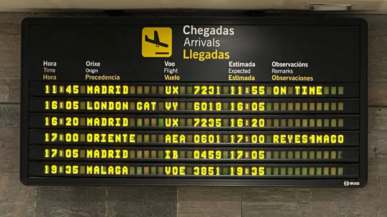 Imagen con la que Aena anuncia de la llegada del vuelo de los Reyes Magos a las 17:00h de este jueves 2 de enero.