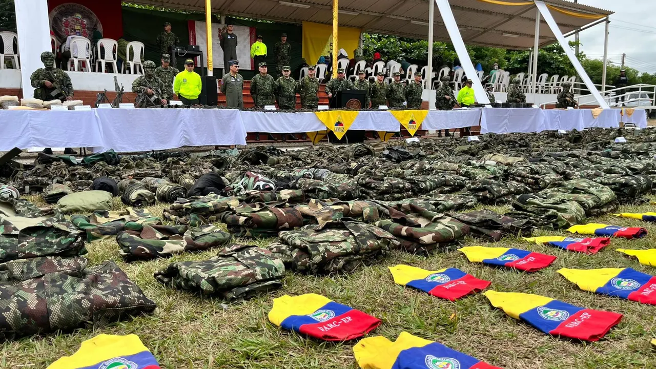 Incautación de material de guerra de las FARC por las fuerzas de seguridad colombianas el 26 de enero, como parte de su operación en la región del Catatumbo.
