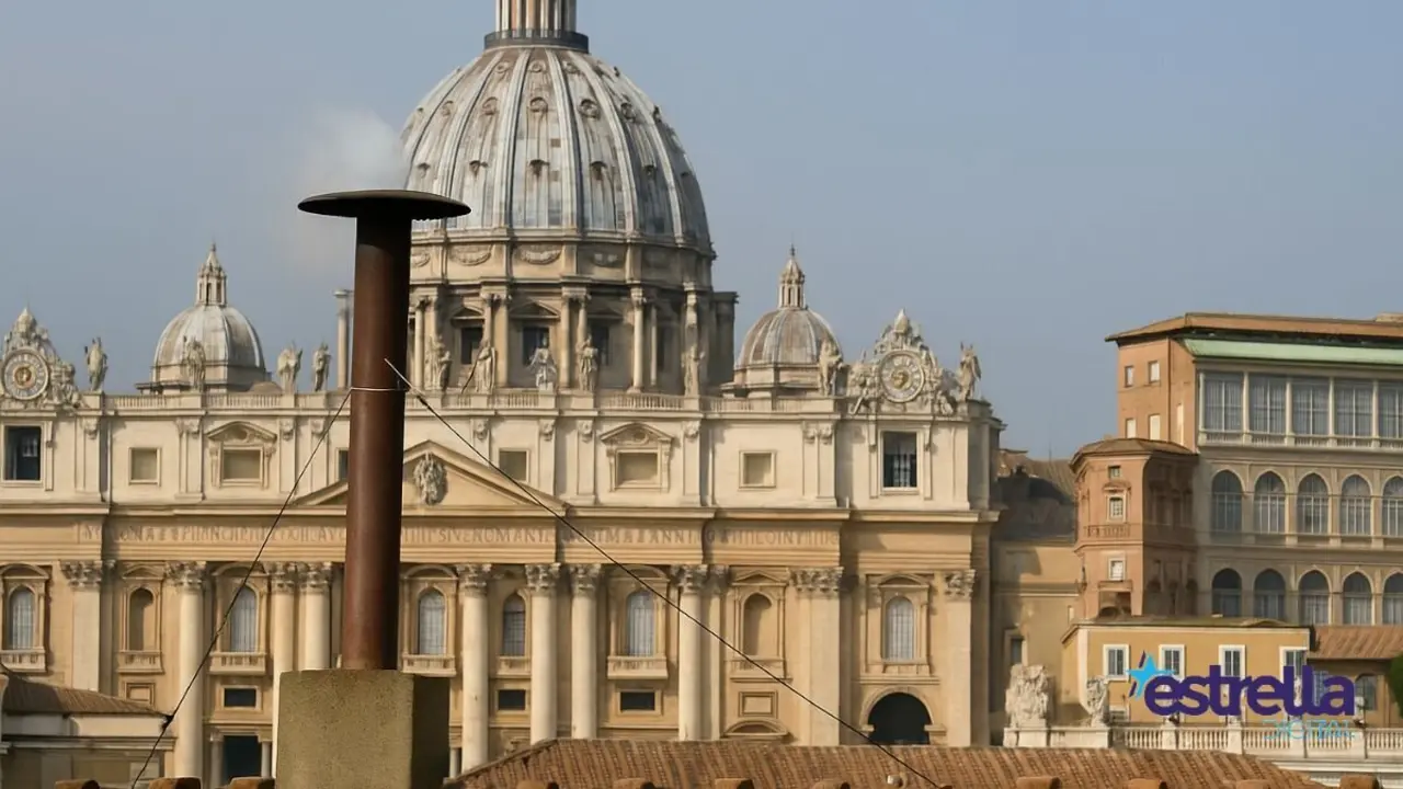 Imagen de la chimenea de la Capilla Sixtina por la que saldrá la fumata blanca que anunciará la elección de un nuevo papa