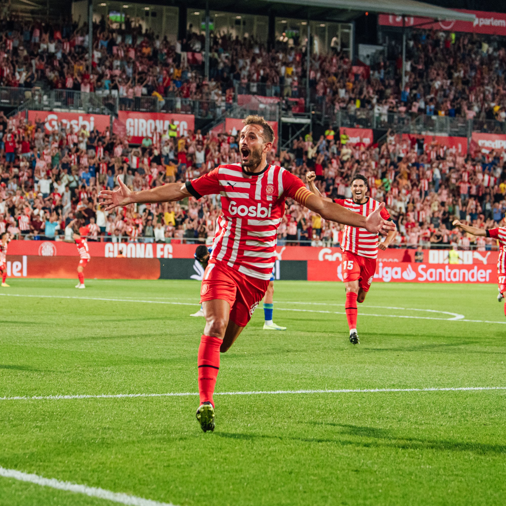 Stuani celebrando el gol. Segunda derrota del Getafe 