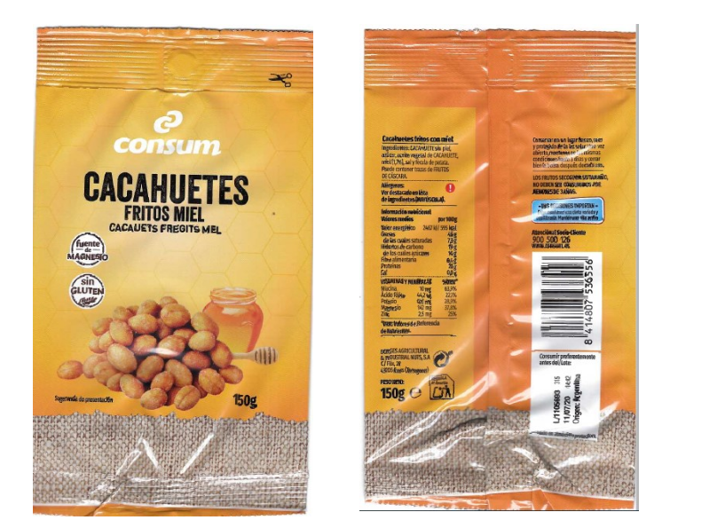 cuerpos metálicos en frutos secos