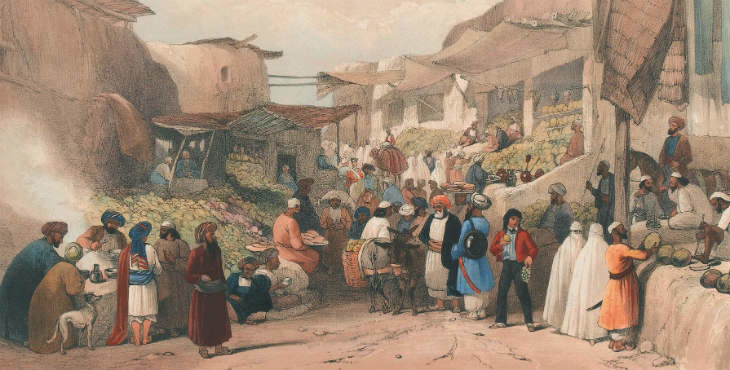 El bazar de Kabul durante la ocupación británica. © NATIONAL ARMY MUSEUM