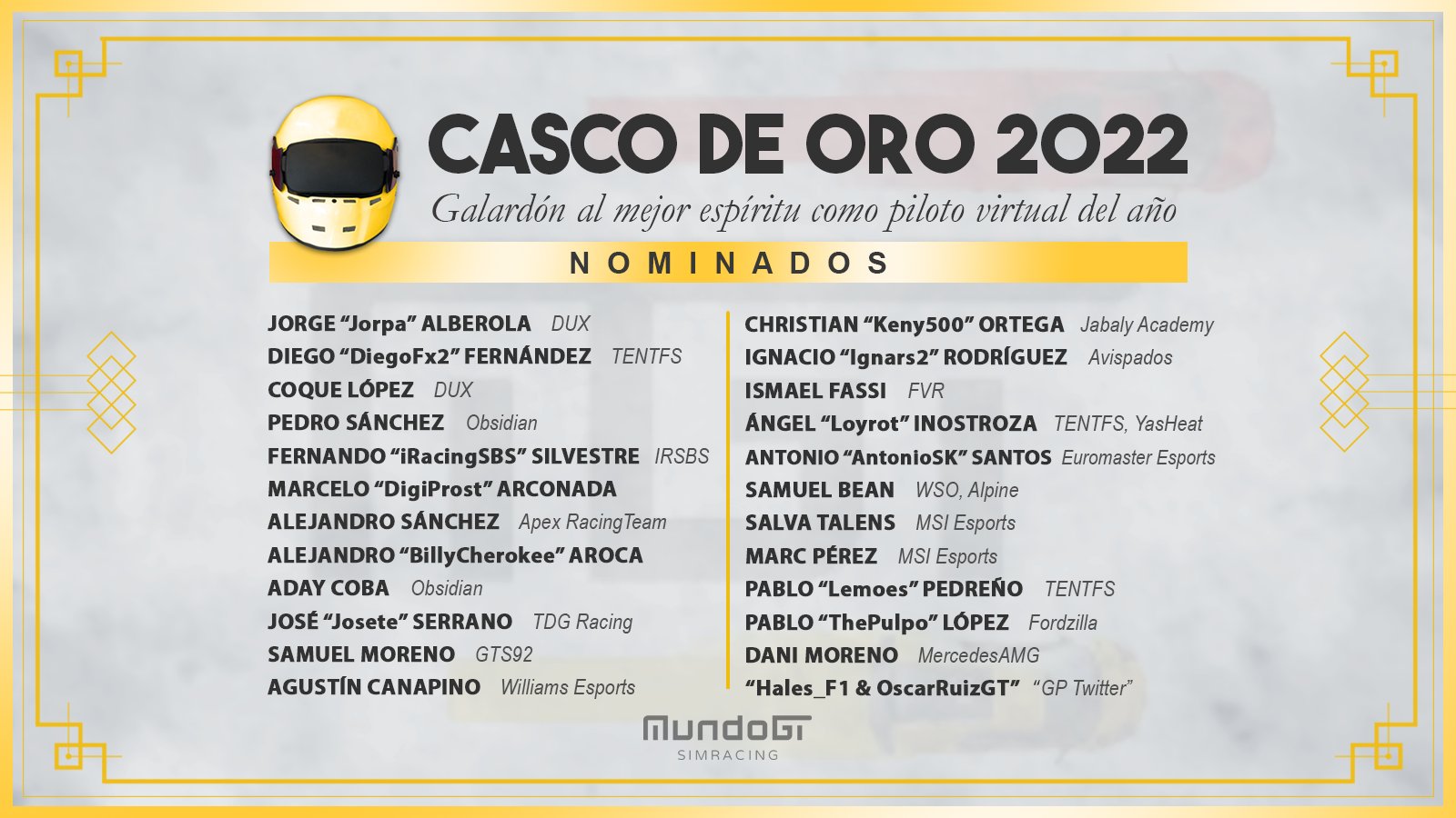 Casco de Oro 2022 nominados