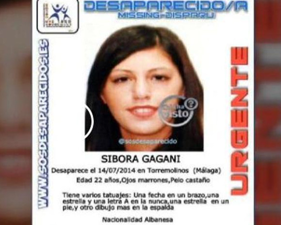 Cartel de la desaparición de Sibora Gagani