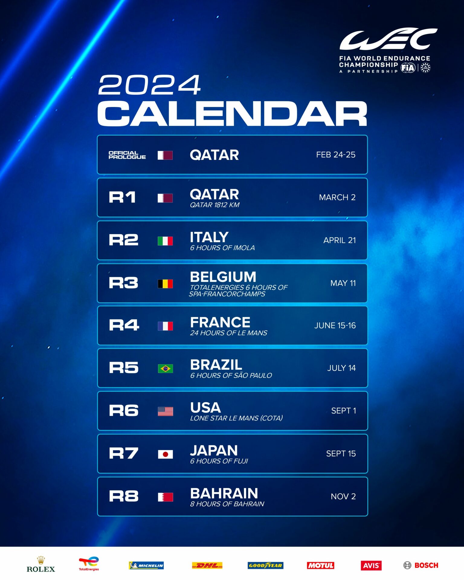 WEC 2024 calendario