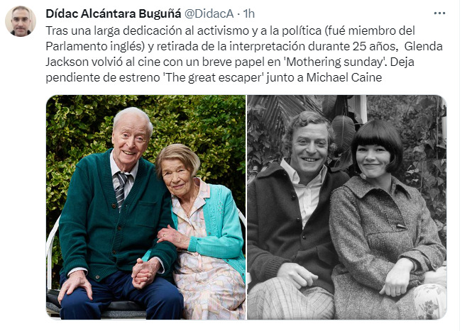 Glenda Jackson junto al también actor Michael Caine