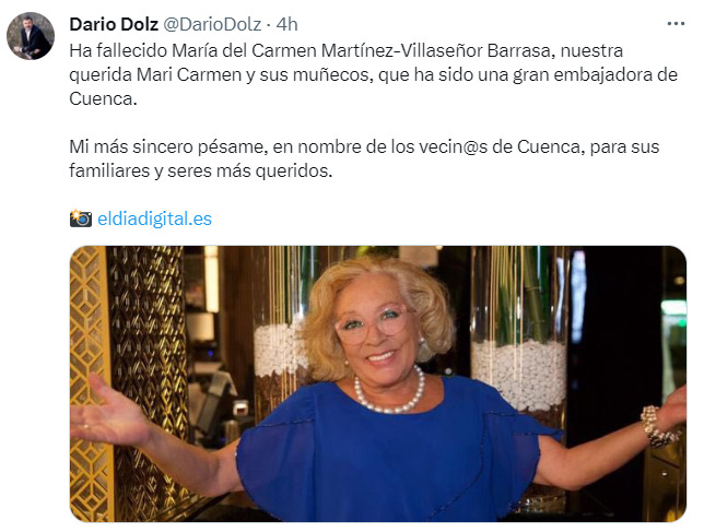 El alcalde de Cuenca se despide de 'Mari Carmen'