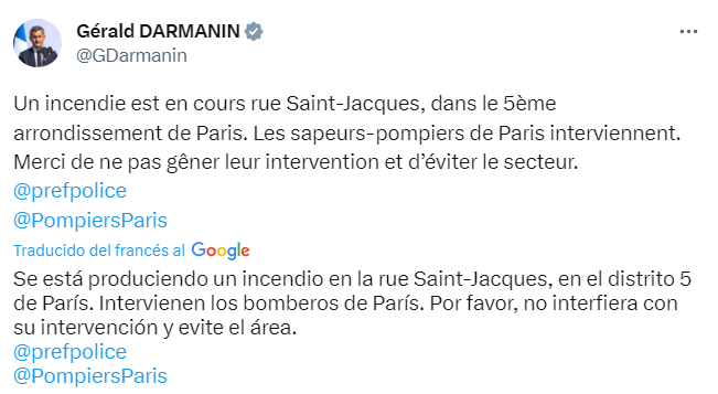 Declaraciones del ministro del Interior de París