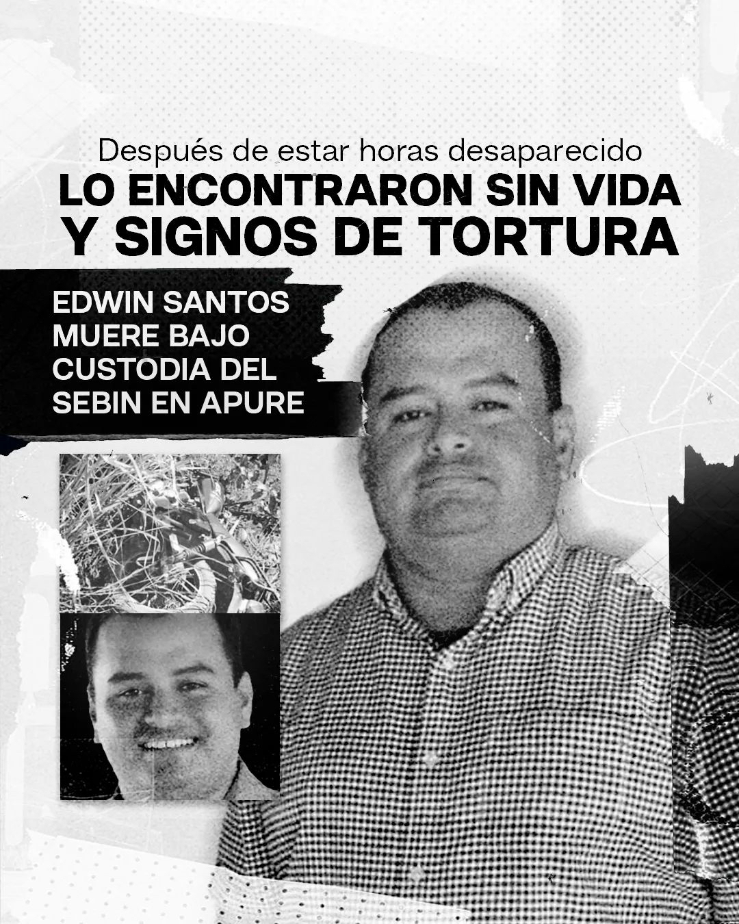 Imagen informativa sobre la muerte del dirigente de Voluntad Popular, Edwin Santos