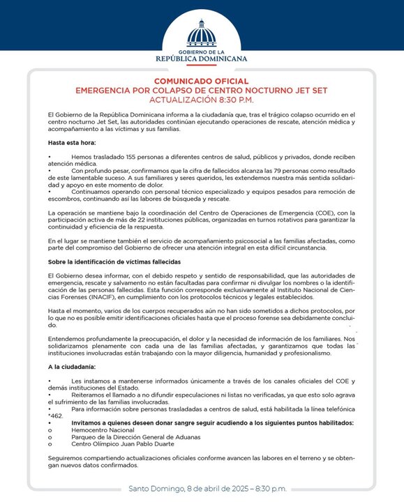 Comunicado del Gobierno de República Dominicana