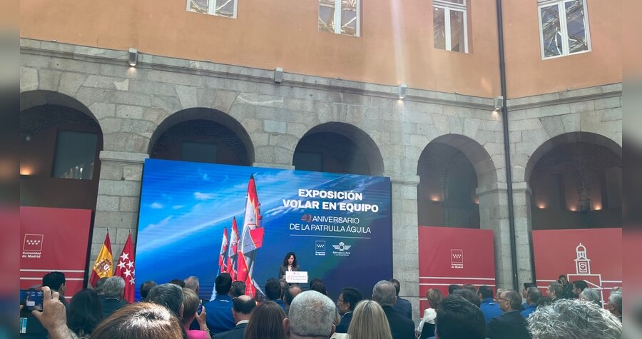 Isabel Díaz Ayuso durante la celebración del homenaje a la Patrulla Águila. Imagen: ESTRELLA DIGITAL