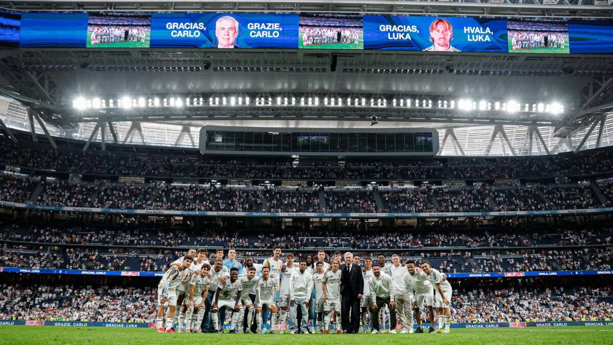 El Bernabéu despide por todo lo alto a Carlo Ancelotti y Luka Modrić