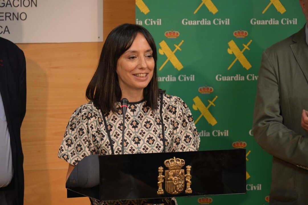 Mercedes González, durante el acto del 10 de junio en el que se ha anunciado la ciudad de Cuenca como sede de los actos centrales de la Patrona del Cuerpo. Imagen: Guardia Civil