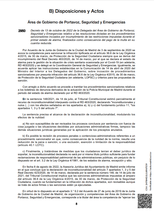 Imagen De El Ayuntamiento De Madrid Devolverá El Dinero De Las Multas Por Incumplir Las Restricciones Durante El Primer Estado De Alarma 1 Boem Restricciones
