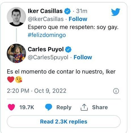 Imagen De ¿Broma De Mal Gusto O Hackeo?: El Supuesto Tuit De Casillas Sobre Su Homosexualidad 1 Tuit Casillas