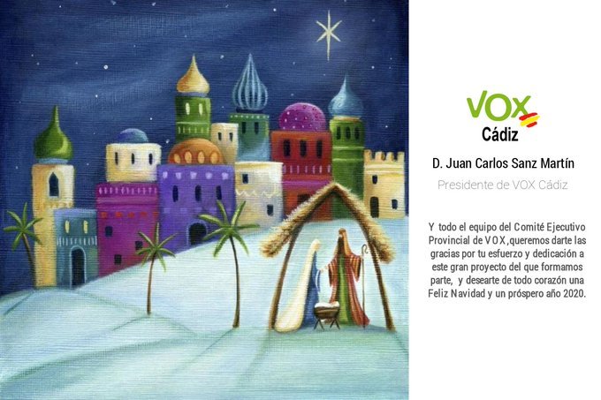 Polémica por el boceto de una postal navideña de Vox con un Baltasar blanco