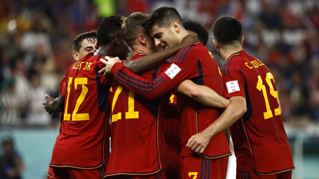 España celebrando un gol en el Mundial de Catar