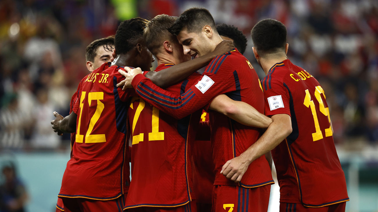 España celebrando un gol en el Mundial de Catar