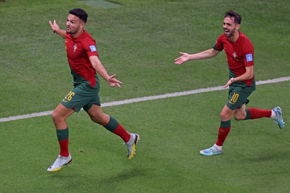 Gonçalo Ramos celebrando un gol con Portugal