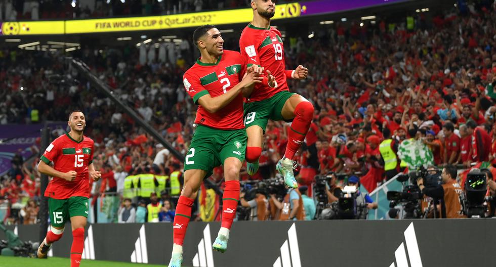 Marruecos celebrando un gol en el Mundial de Catar