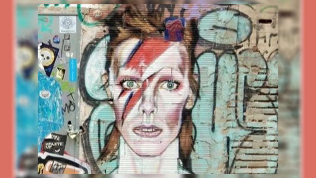 Grafiti de David Bowie de Jesús Arrué en Valencia
