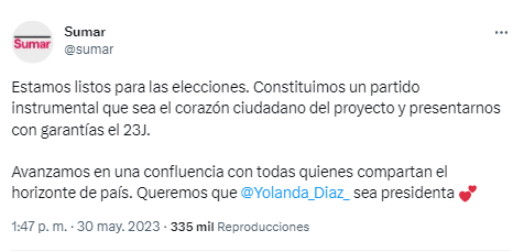 Imagen De Sumar Se Registra Como Partido Instrumental De Cara A Las Elecciones Generales Del 23J 1 Sumar
