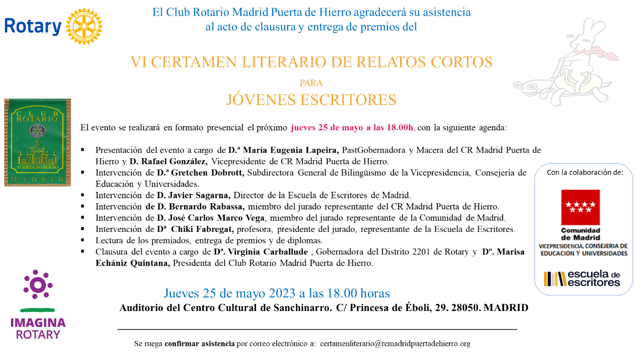 Imagen De Historias De Mi Vida Rotaria: Rotary Club Madrid Puerta De Hierro, Vi Certamen Literario De Relatos Cortos Para Jóvenes Escritores. 2023 1 Image
