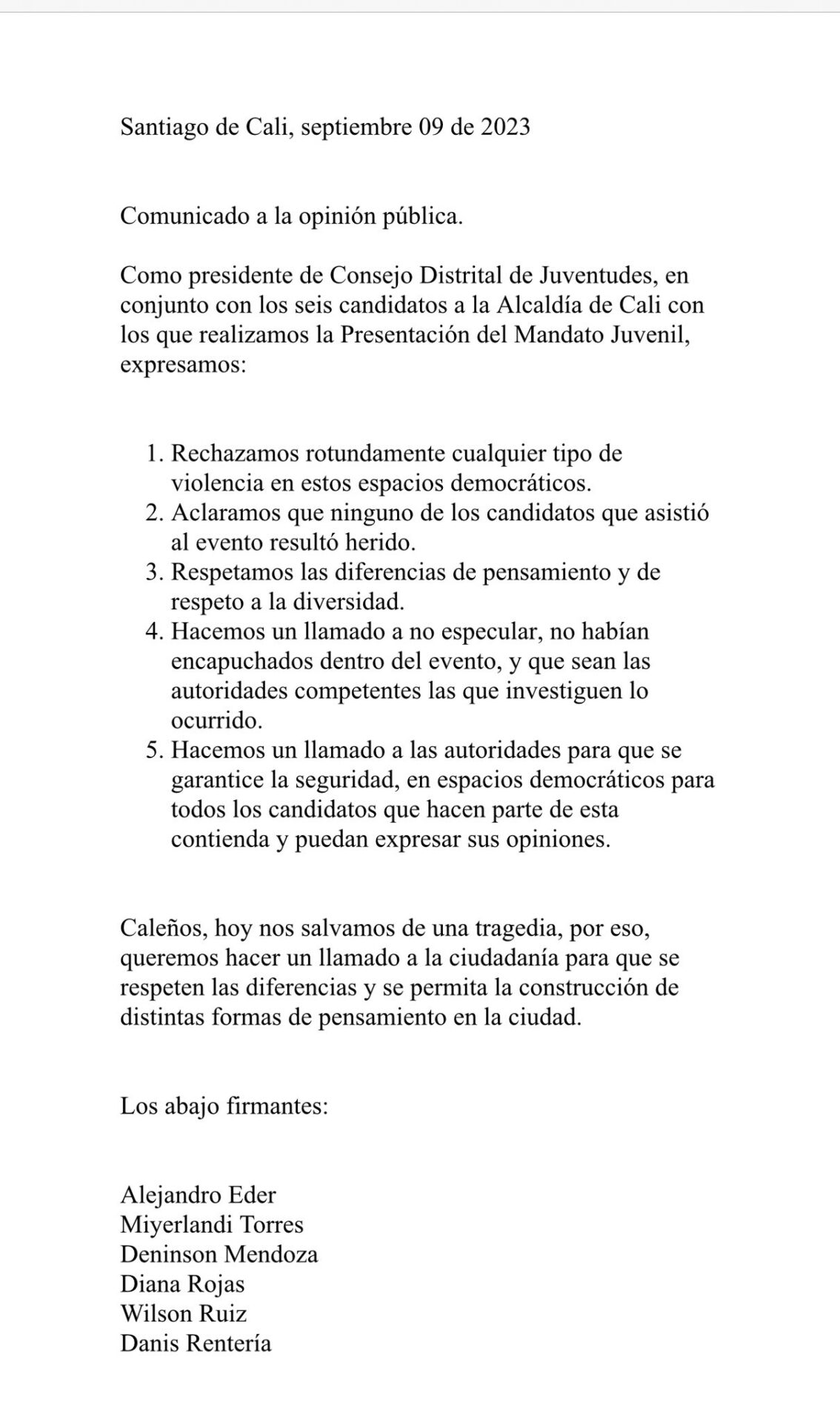 Imagen De Wilson Ruiz Exige Garantías Tras El Ataque En Cali Y Critica Falta De Protección De La Unp Colombia 1 Comunicado