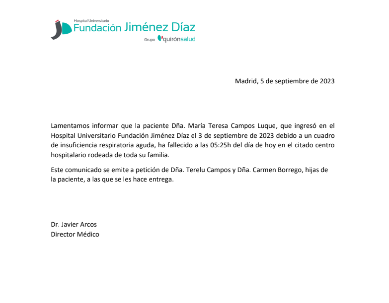 Imagen De Fallece María Teresa Campos A Los 82 Años 1 Informe Medico