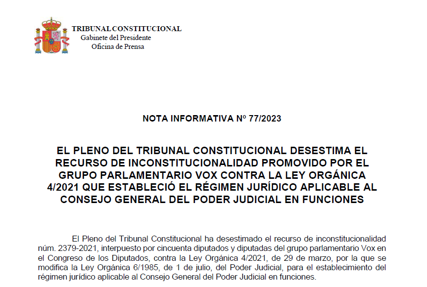Imagen De El Tribunal Constitucional Apoya La Reforma Que Impide Nombramientos Del Cgpj En Funciones 1 Cgpj