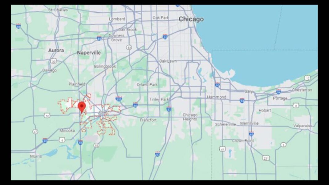 Población de Joliet, cerca de Chicago/Google Map
